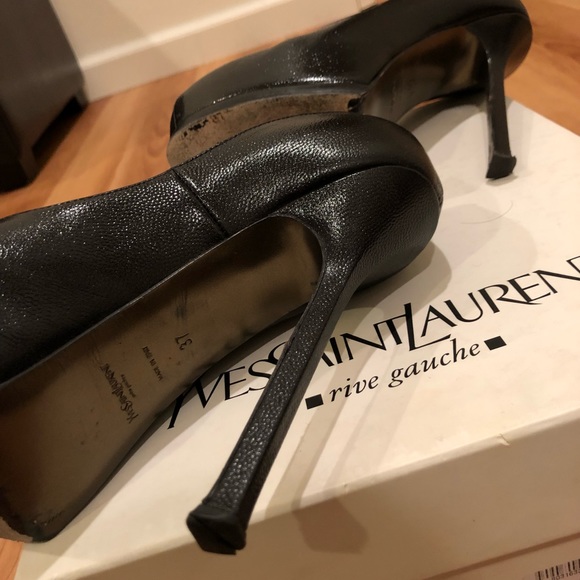 YSL Saint Laurent black shoes size 7 designer - Picture 4 of 7